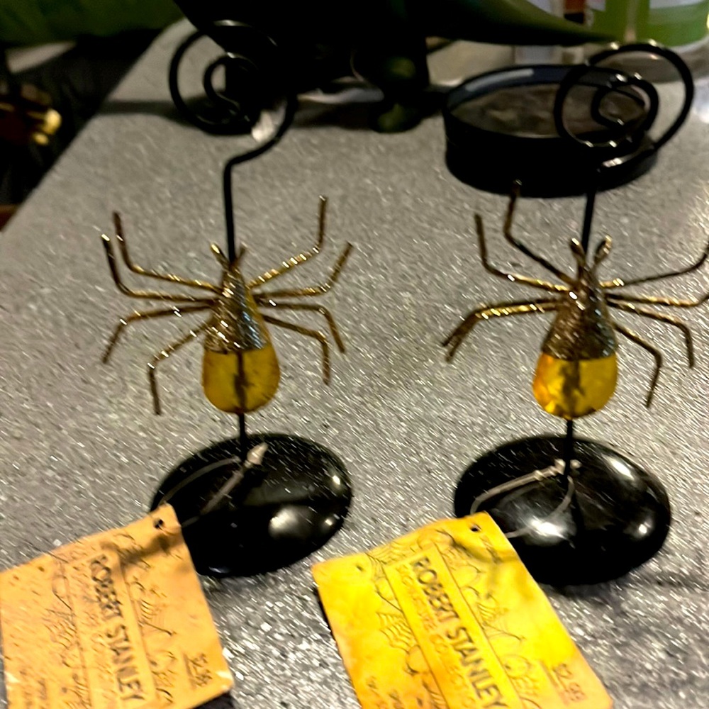 Photo holders picture coils by Robert Stanley large amber crystal spiders NWT